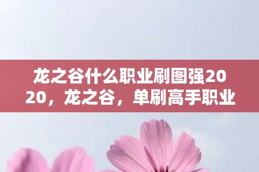 龙之谷什么职业刷图强2020，龙之谷，单刷高手职业解析