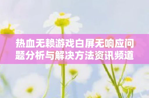热血无赖游戏白屏无响应问题分析与解决方法资讯频道图片