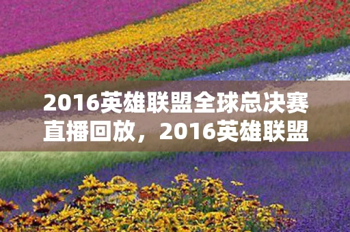 2016英雄联盟全球总决赛直播回放，2016英雄联盟全球总决赛直播，激情与荣耀的盛宴
