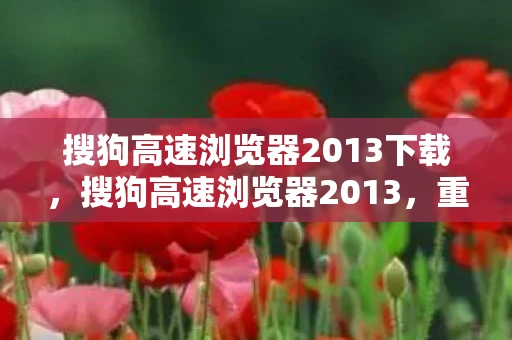 搜狗高速浏览器2013下载，搜狗高速浏览器2013，重塑互联网浏览体验
