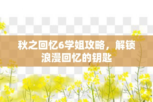 秋之回忆6学姐攻略，解锁浪漫回忆的钥匙