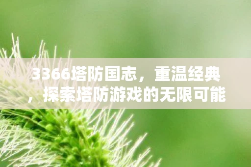 3366塔防国志，重温经典，探索塔防游戏的无限可能