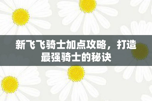 新飞飞骑士加点攻略，打造最强骑士的秘诀