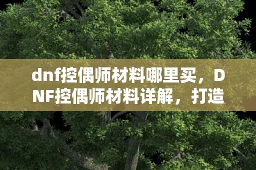 dnf控偶师材料哪里买，DNF控偶师材料详解，打造最强控偶师的必备材料