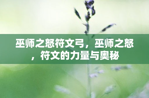 巫师之怒符文弓，巫师之怒，符文的力量与奥秘