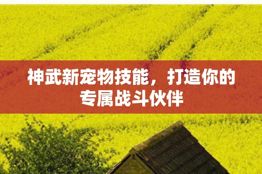 神武新宠物技能，打造你的专属战斗伙伴