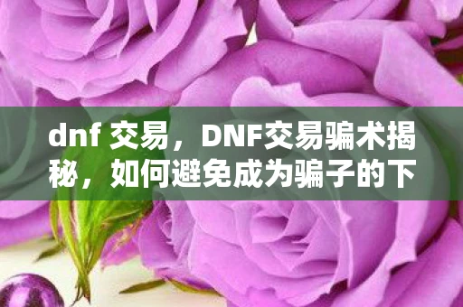 dnf 交易，DNF交易骗术揭秘，如何避免成为骗子的下一个目标？