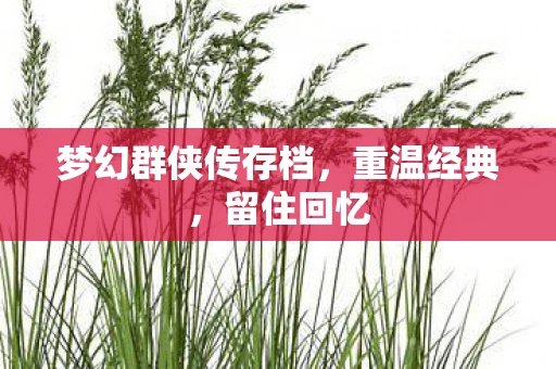 梦幻群侠传存档，重温经典，留住回忆