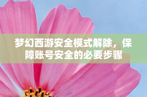 梦幻西游安全模式解除，保障账号安全的必要步骤