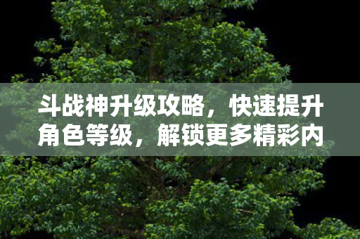 斗战神升级攻略，快速提升角色等级，解锁更多精彩内容！
