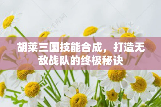 胡莱三国技能合成，打造无敌战队的终极秘诀