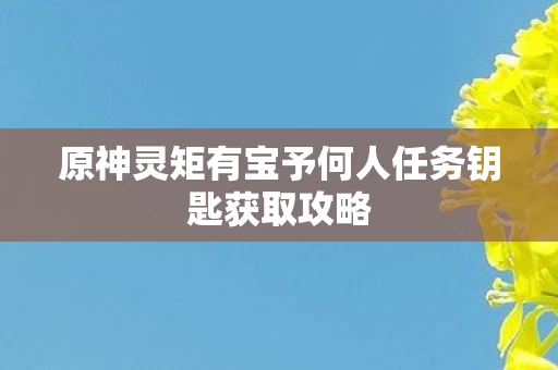 原神灵矩有宝予何人任务钥匙获取攻略
