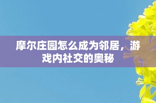 摩尔庄园怎么成为邻居，游戏内社交的奥秘