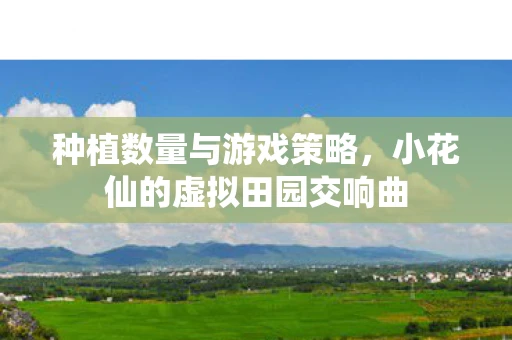 种植数量与游戏策略，小花仙的虚拟田园交响曲