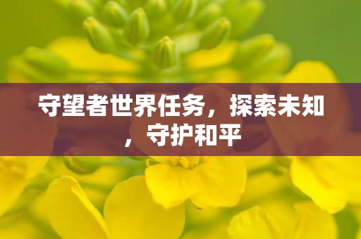 守望者世界任务，探索未知，守护和平
