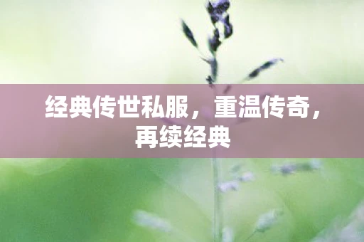 经典传世私服，重温传奇，再续经典