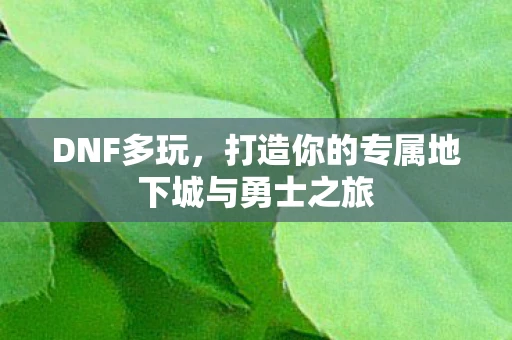 DNF多玩，打造你的专属地下城与勇士之旅