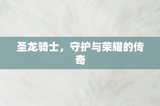 圣龙骑士，守护与荣耀的传奇