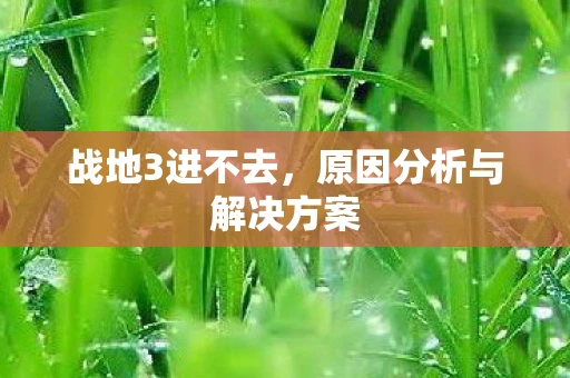 战地3进不去，原因分析与解决方案