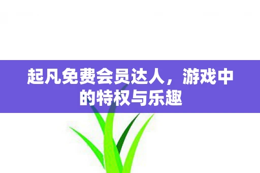 起凡免费会员达人，游戏中的特权与乐趣
