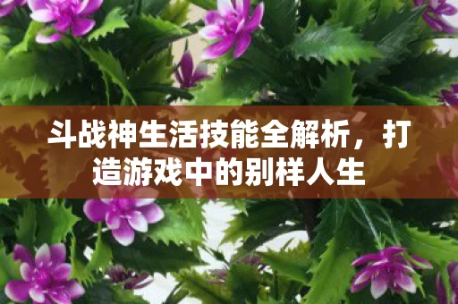 斗战神生活技能全解析，打造游戏中的别样人生