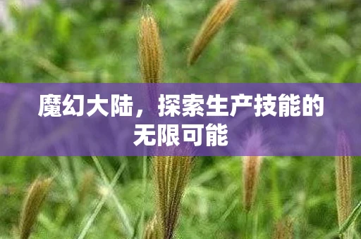 魔幻大陆，探索生产技能的无限可能