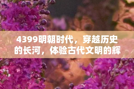 4399明朝时代，穿越历史的长河，体验古代文明的辉煌
