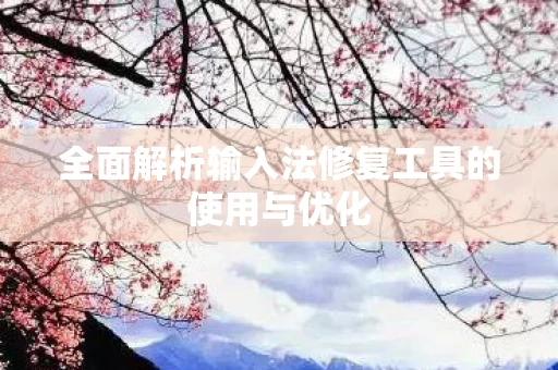 全面解析输入法修复工具的使用与优化图片