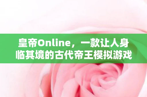 皇帝Online，一款让人身临其境的古代帝王模拟游戏