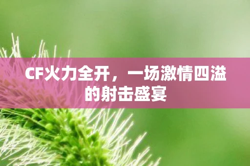 CF火力全开，一场激情四溢的射击盛宴