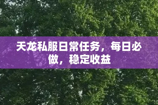 天龙私服日常任务，每日必做，稳定收益