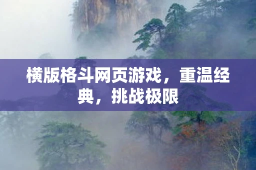横版格斗网页游戏，重温经典，挑战极限
