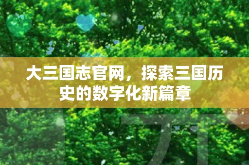 大三国志官网，探索三国历史的数字化新篇章