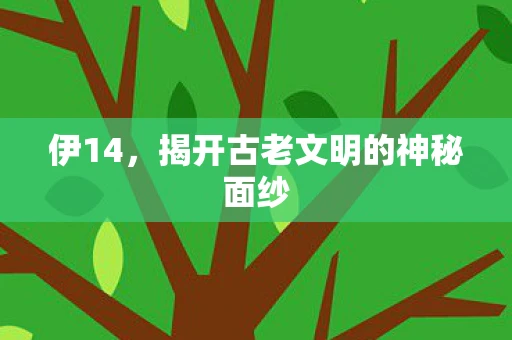 伊14，揭开古老文明的神秘面纱