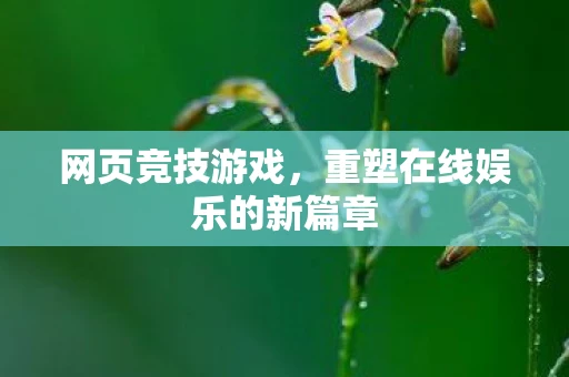 网页竞技游戏，重塑在线娱乐的新篇章