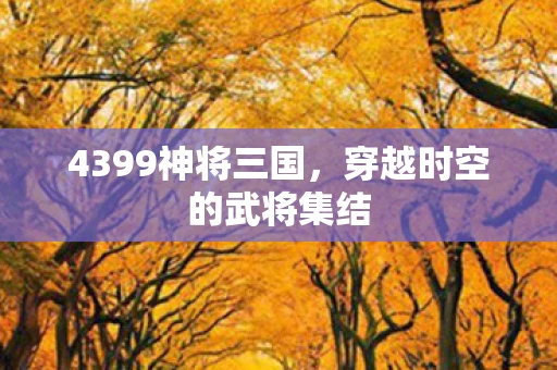 4399神将三国，穿越时空的武将集结