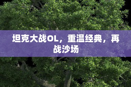 坦克大战OL，重温经典，再战沙场