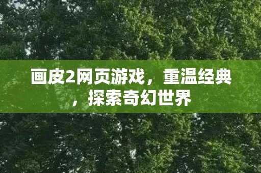 画皮2网页游戏，重温经典，探索奇幻世界