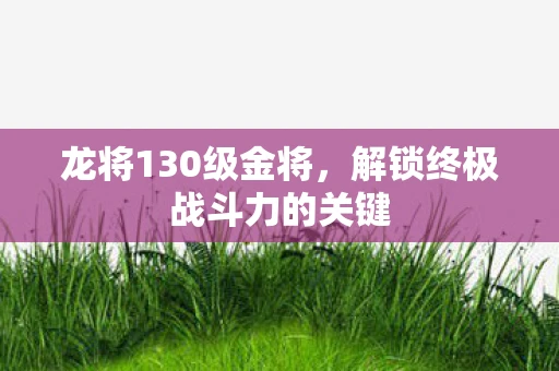 龙将130级金将，解锁终极战斗力的关键