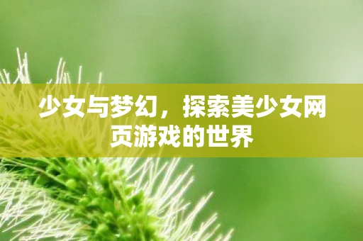 少女与梦幻，探索美少女网页游戏的世界