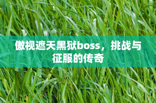 傲视遮天黑狱boss，挑战与征服的传奇