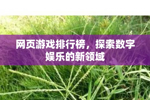网页游戏排行榜，探索数字娱乐的新领域
