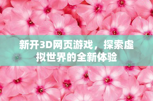 新开3D网页游戏，探索虚拟世界的全新体验
