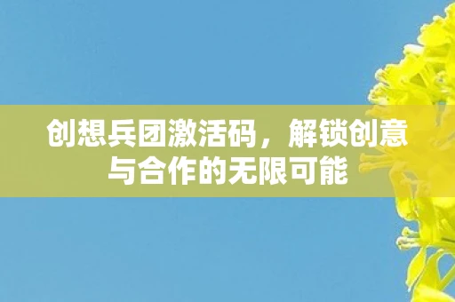 创想兵团激活码，解锁创意与合作的无限可能