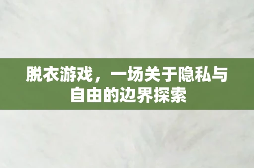 脱衣游戏，一场关于隐私与自由的边界探索