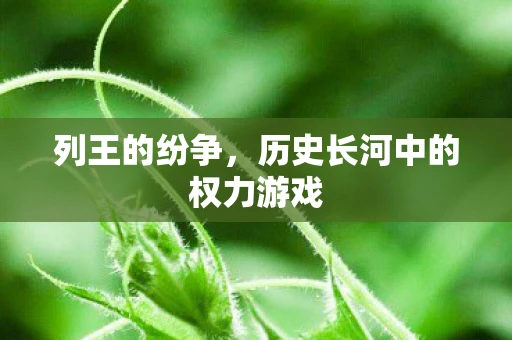 列王的纷争，历史长河中的权力游戏