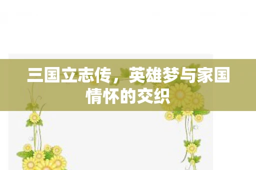 三国立志传，英雄梦与家国情怀的交织