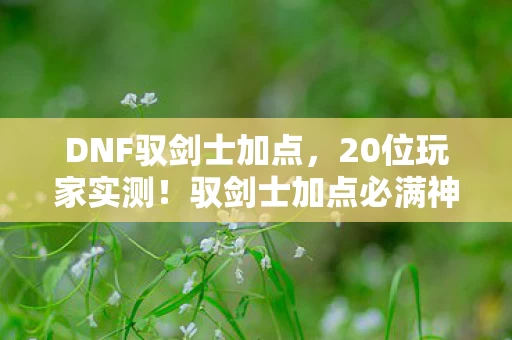 DNF驭剑士加点，20位玩家实测！驭剑士加点必满神技竟成坑？大神萌新集体绷不住