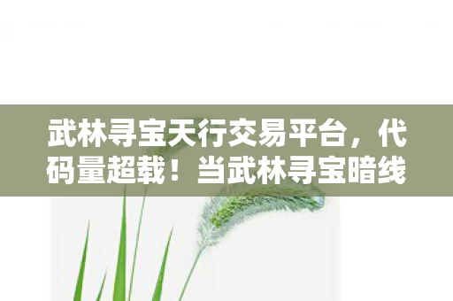 武林寻宝天行交易平台，代码量超载！当武林寻宝暗线触发时，我的神经突触开始头皮发麻