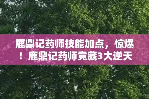 鹿鼎记药师技能加点,惊爆!鹿鼎记药师竟藏3大逆天秘术,背后真相让人脊背发凉! 鹿鼎记药师技能加点,惊爆!鹿鼎记药师竟藏3大逆天秘术,背后真相让人脊背发凉!